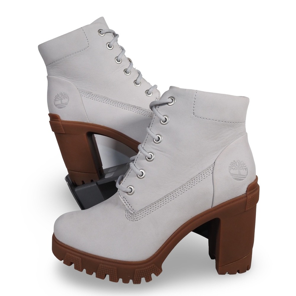 Timberland Lana Point A2JTH Womens 7 Gray Nubuck Leather Lug Heel Ankle Boots